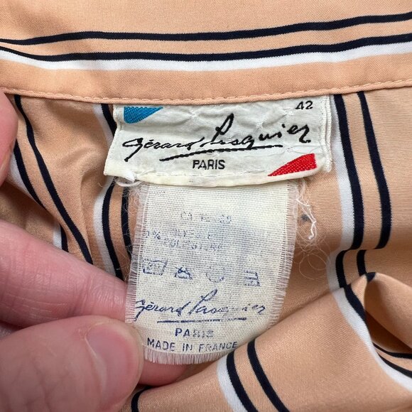 Vintage French Parisian Button Up Down Shirt Old Money Blouse Quiet Luxury Top - Picture 5 of 7